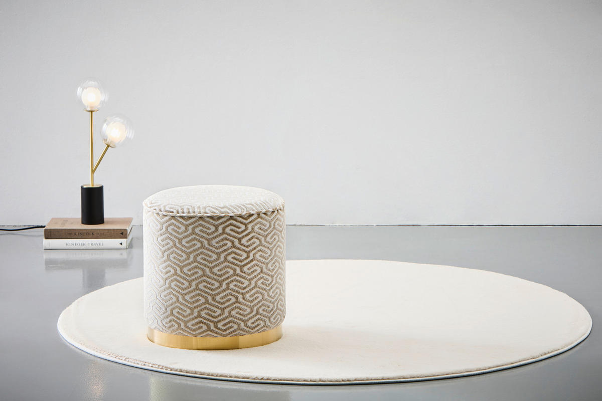 HOCKER in Metall, Textil, Holzwerkstoff Beige  - Beige/Weiß, Design, Holzwerkstoff/Textil (40/42/40cm) - MID.YOU