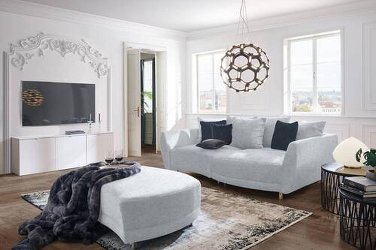 HOCKER in Textil Hellgrau  - Silberfarben/Hellgrau, Design, Kunststoff/Textil (142/46/100cm) - Carryhome