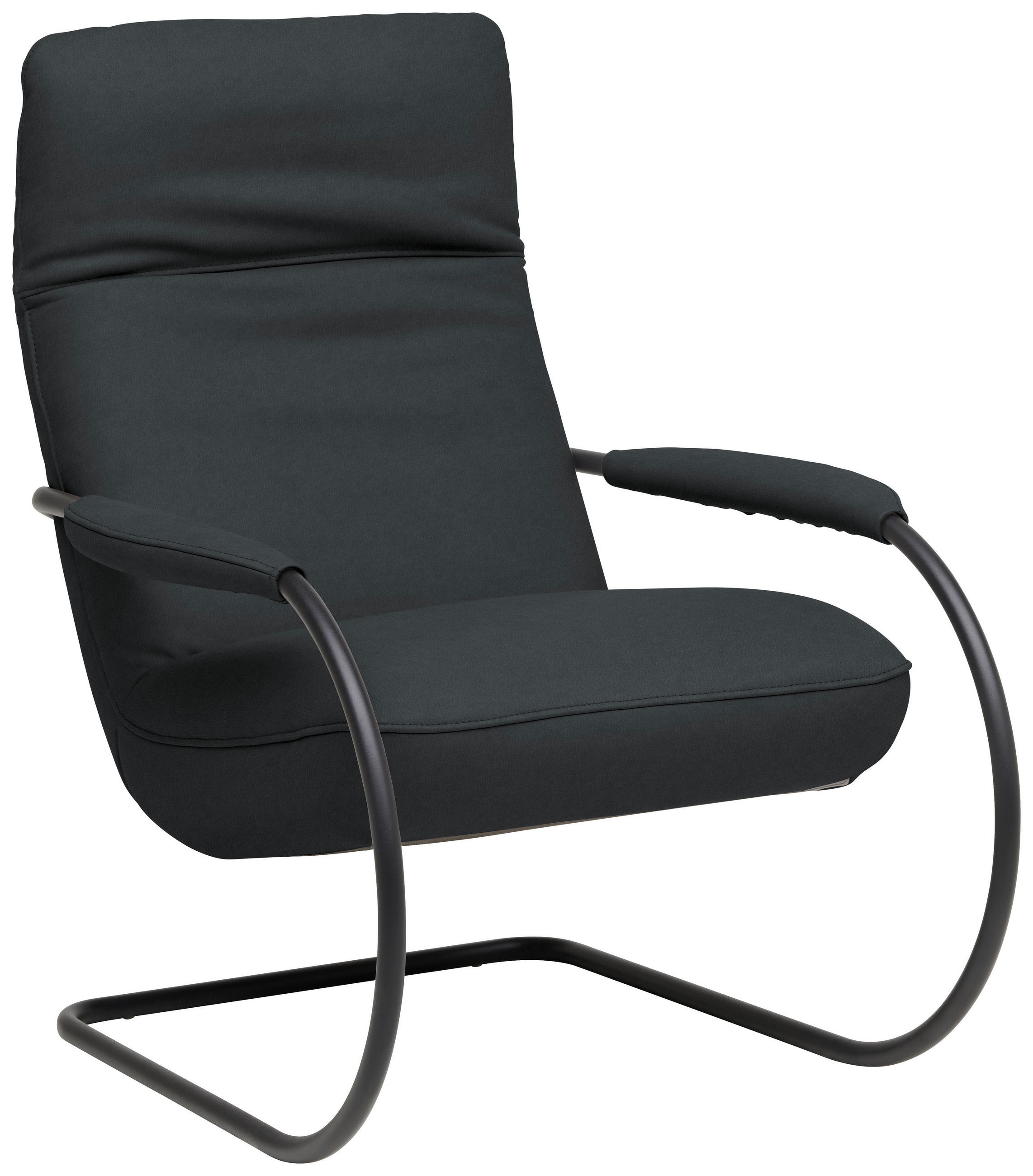 SESSEL in Echtleder Grau  - Schwarz/Grau, Design, Leder/Metall (80/104/99cm) - Koinor