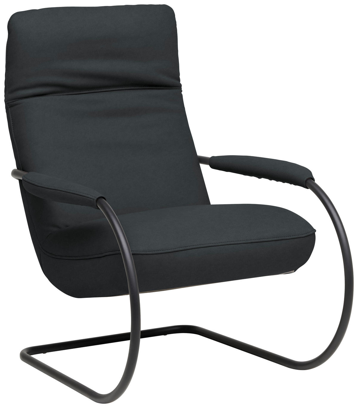 SESSEL in Echtleder Grau  - Schwarz/Grau, Design, Leder/Metall (80/104/99cm) - Koinor