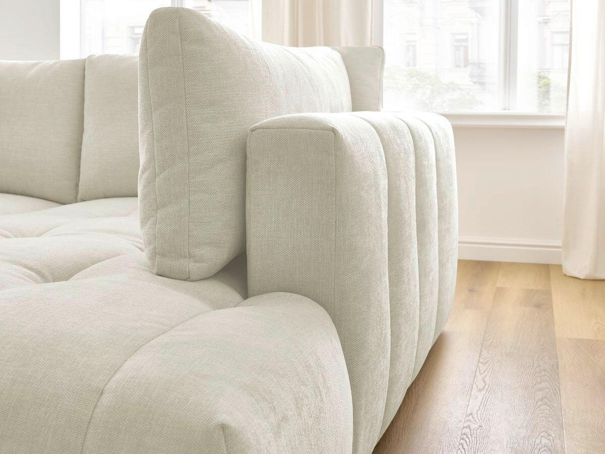 ECKSCHLAFSOFA FUJI Leinenoptik Beige  inkl.  - Beige/Schwarz, MODERN, Kunststoff/Textil (282/204cm)