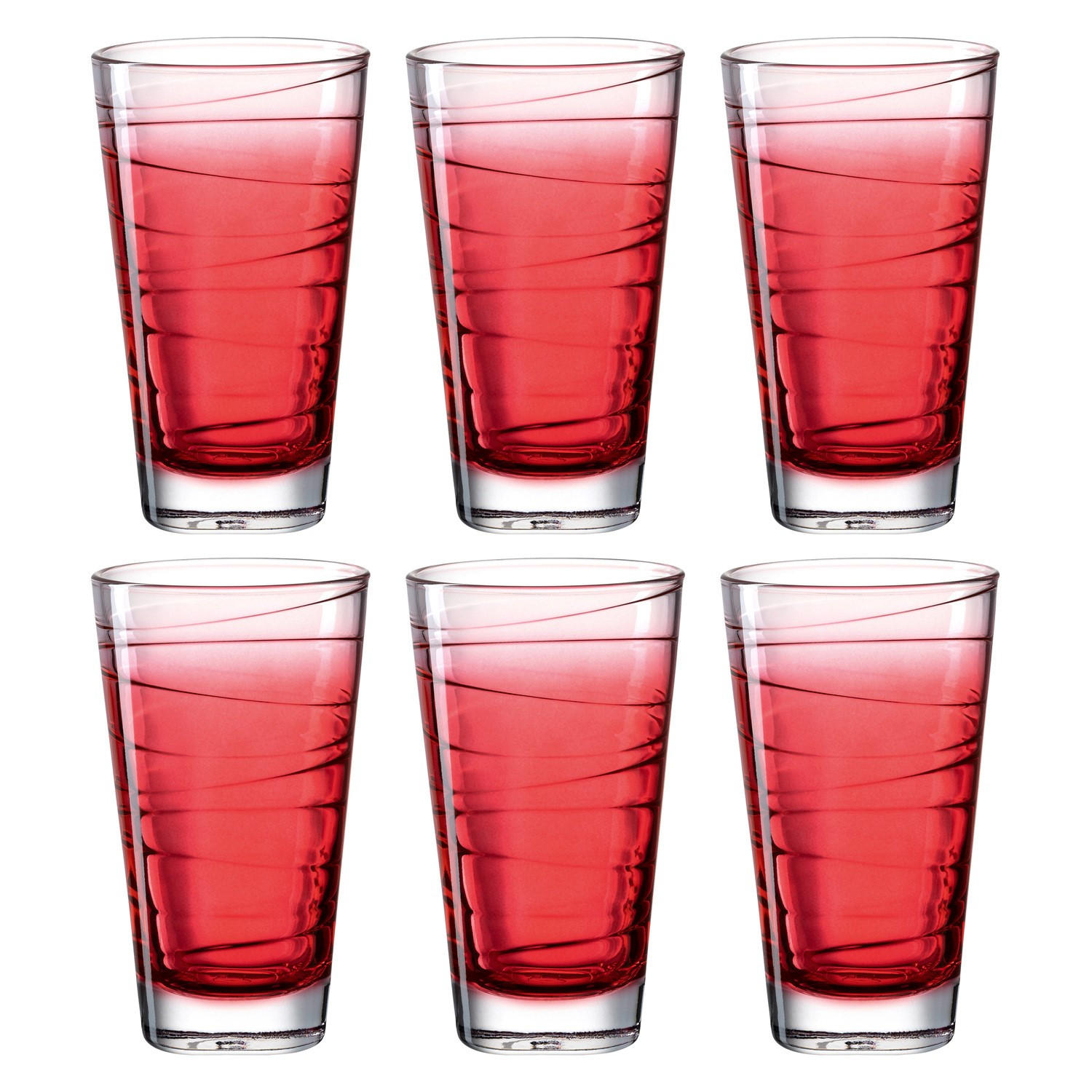 GLÄSERSET Vario 6-teilig  - Rot, Design, Glas (280ml) - Leonardo