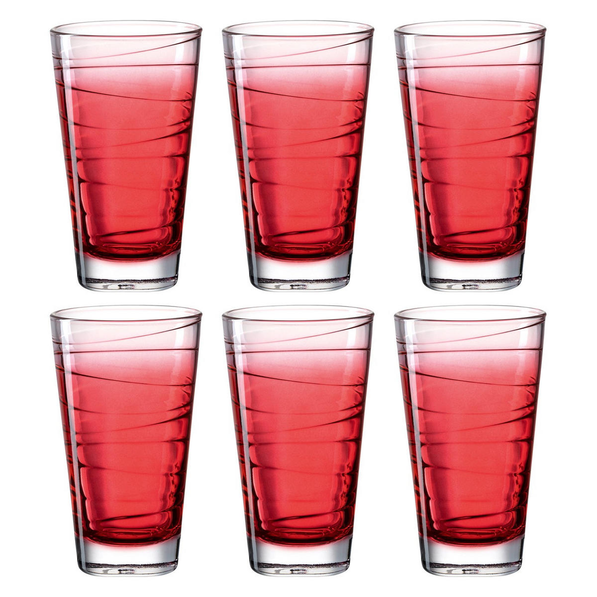 GLÄSERSET Vario 6-teilig  - Rot, Design, Glas (280ml) - Leonardo