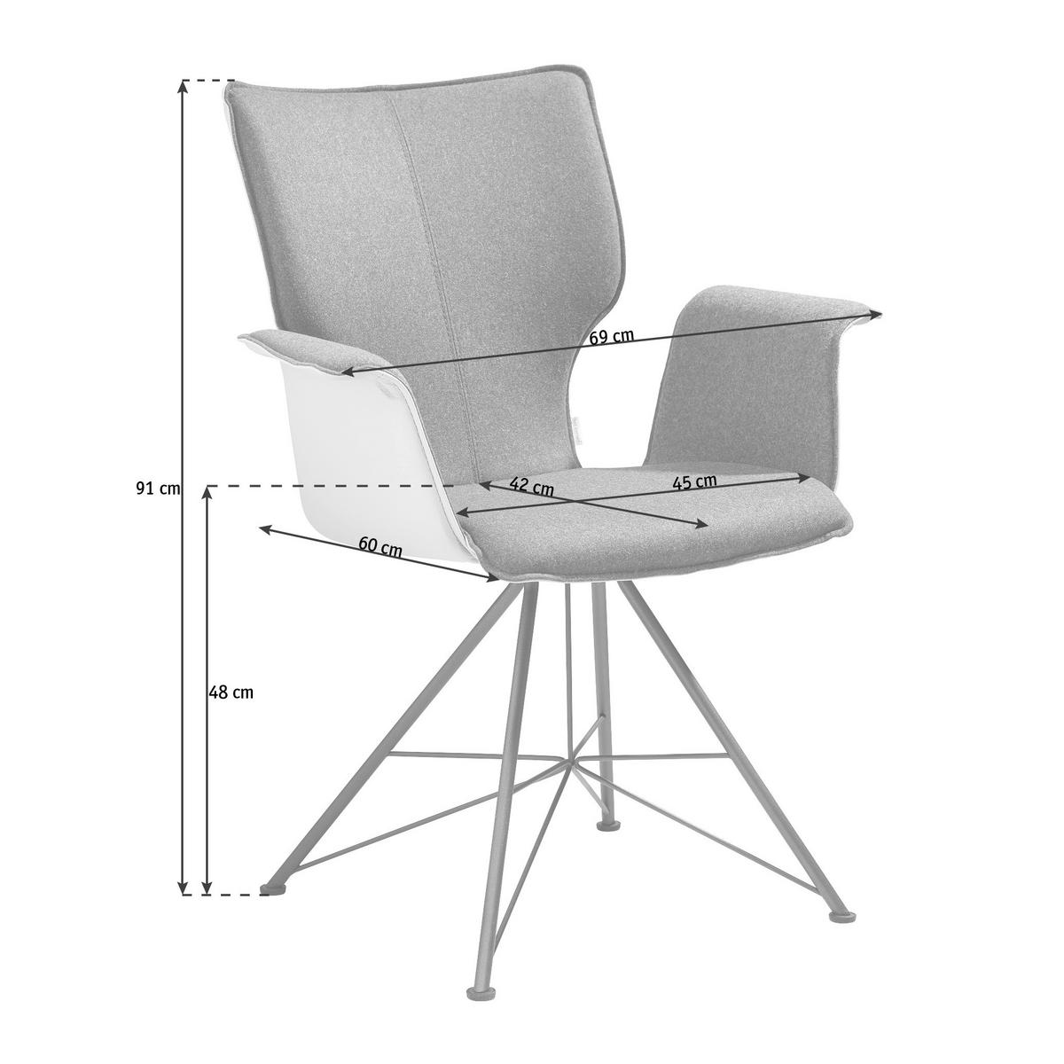 ARMLEHNSTUHL  in Stahl Flachgewebe Echtleder pigmentiert  - Taupe/Hellbraun, Design, Leder/Textil (69/91/60cm) - Bert Plantagie