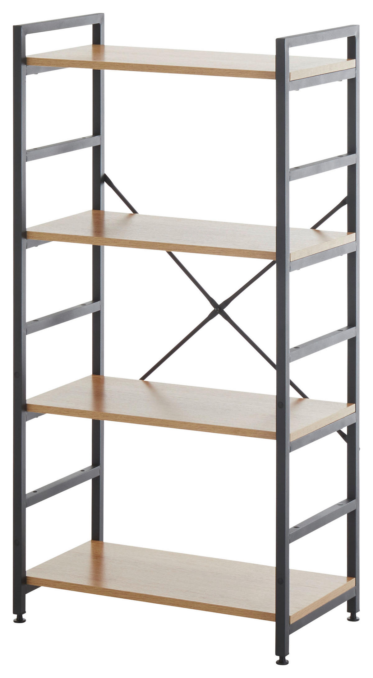 REGÁL, černá, barvy dubu, železo, 60/117/34 cm - černá/barvy dubu, Design, kov/kompozitní dřevo (60/117/34cm)