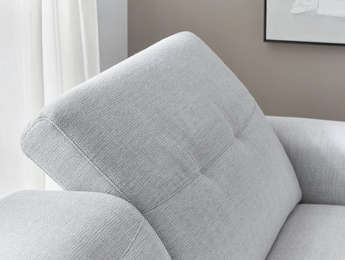 ECKSOFA in Struktur Hellgrau  - Eichefarben/Hellgrau, Design, Holz/Textil (305/163cm) - Novel