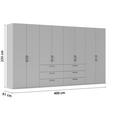 DREHTÜRENSCHRANK 400/235/61 cm,  in Weiß, 8-türig  - Edelstahlfarben/Weiß, Basics, Holzwerkstoff/Metall (400/235/61cm) - Novel