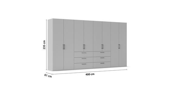 DREHTÜRENSCHRANK 400/235/61 cm,  in Weiß, 8-türig  - Edelstahlfarben/Weiß, Basics, Holzwerkstoff/Metall (400/235/61cm) - Novel