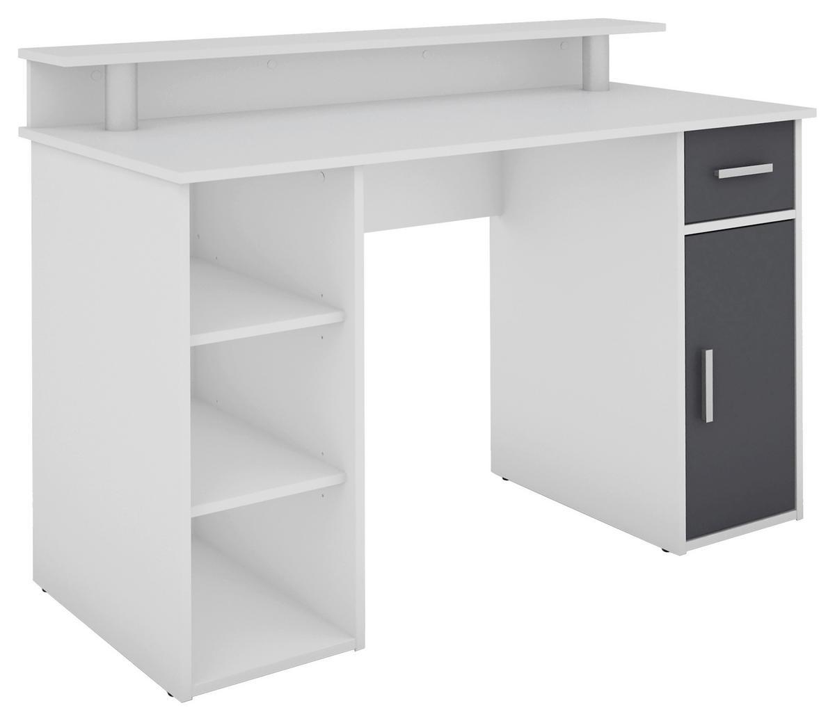 SCHREIBTISCH 120/55/88 cm  in Anthrazit, Weiß  - Anthrazit/Silberfarben, LIFESTYLE, Holzwerkstoff/Kunststoff (120/55/88cm) - MID.YOU