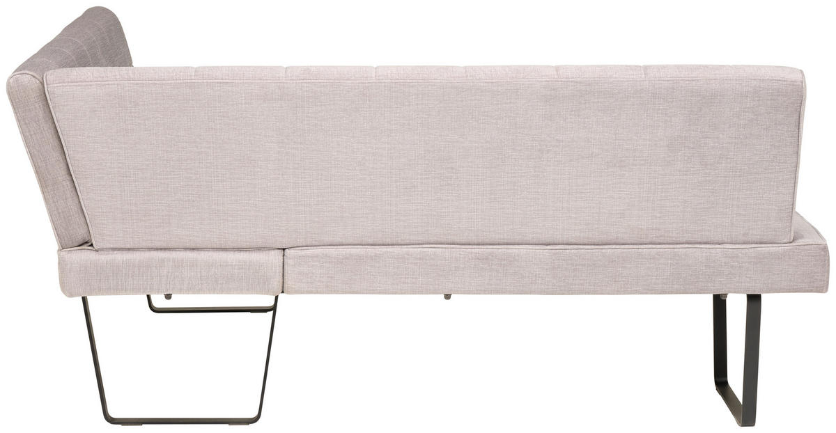 ECKBANK 190/150 cm Samt Hellgrau   - Hellgrau/Schwarz, KONVENTIONELL, Textil/Metall (190/150cm) - MID.YOU