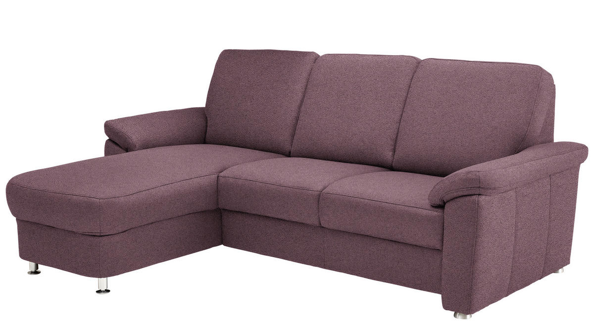 ECKSOFA in Flachgewebe Violett  - Chromfarben/Violett, Konventionell, Textil/Metall (163/220cm) - Beldomo System