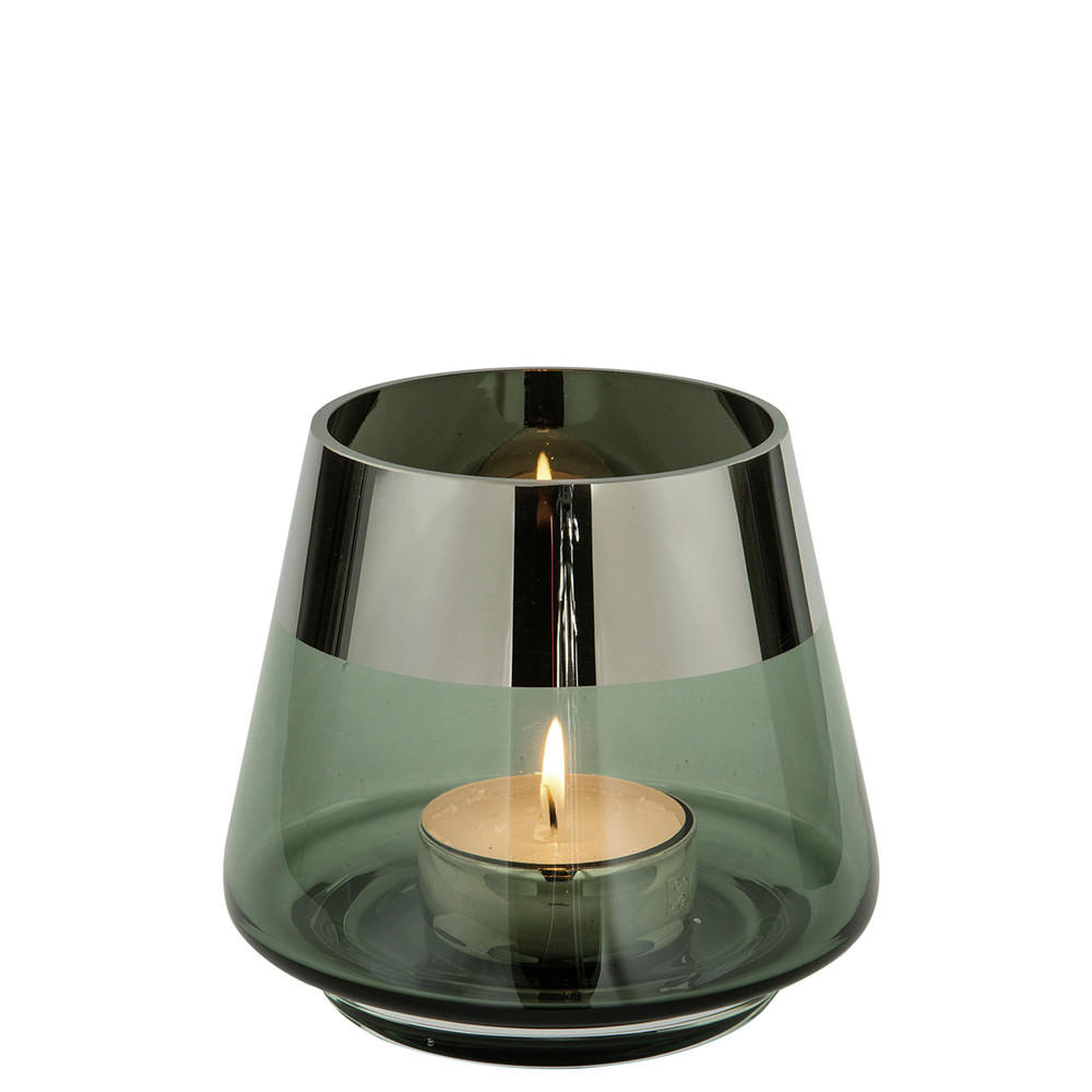 TEELICHTHALTER  - Dunkelgrün, Basics, Glas (15/13cm) - Fink