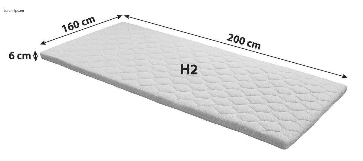 Topper Beta 160/200 cm Höhe ca. 6 cm  - Weiß, Textil (160/200cm) - Primatex