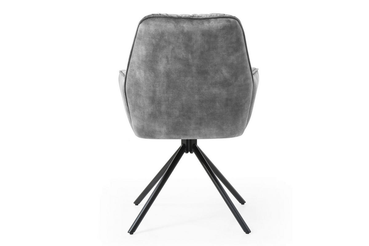 ARMLEHNSTUHL  in Samt, Velours  - Schwarz/Grau, MODERN, Textil/Metall (61/90/59cm) - Livetastic