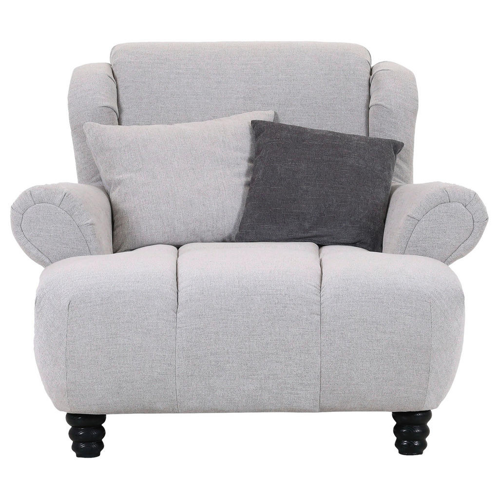 Thumbnail - Carryhome Xxl-Sessel, Anthrazit, Beige, Textil, Buche, massiv, Füllung: Polyester, 125x100x140 cm, Wohnzimmer, Sessel, P...