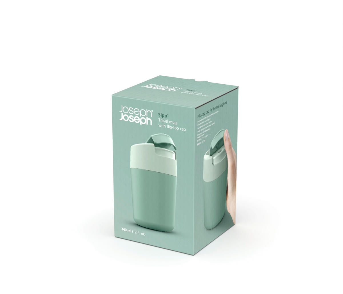 LONČEK ZA NA POT    0,34 l       - zelena, Basics, umetna masa (8,2/13,6/8,2cm) - Joseph Joseph