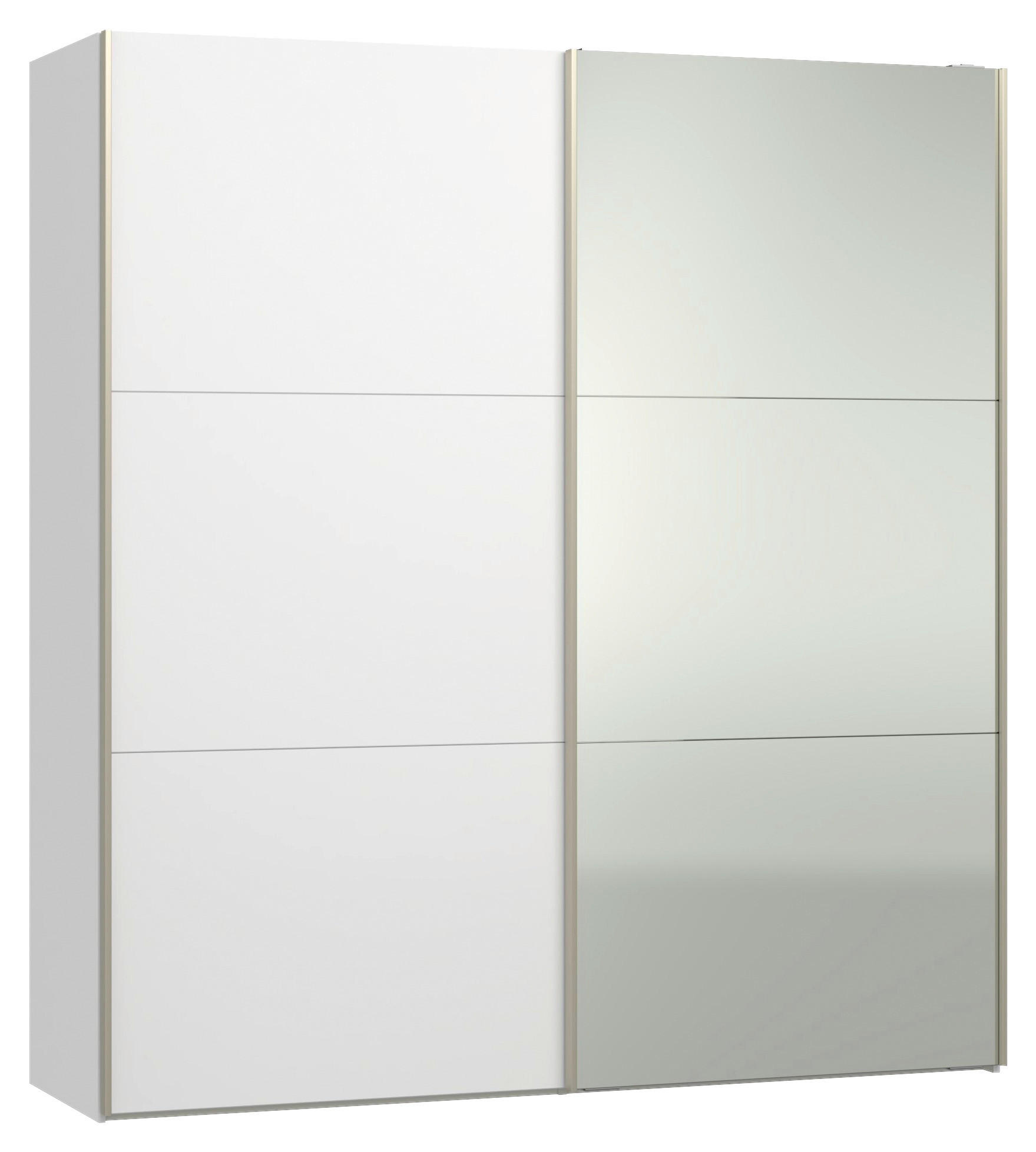 SCHWEBETÜRENSCHRANK 203/220/65 cm 2-türig Weiß  - Edelstahlfarben/Weiß, Design, Glas/Holzwerkstoff (203/220/65cm) - Jutzler