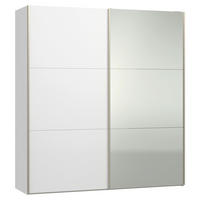 SCHWEBETÜRENSCHRANK 203/220/65 cm 2-türig Weiß  - Edelstahlfarben/Weiß, Design, Glas/Holzwerkstoff (203/220/65cm) - Jutzler
