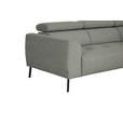 ECKSOFA in Struktur Hellgrau  280/205 cm  - Hellgrau/Schwarz, Design, Textil/Metall (280/205cm) - Xora