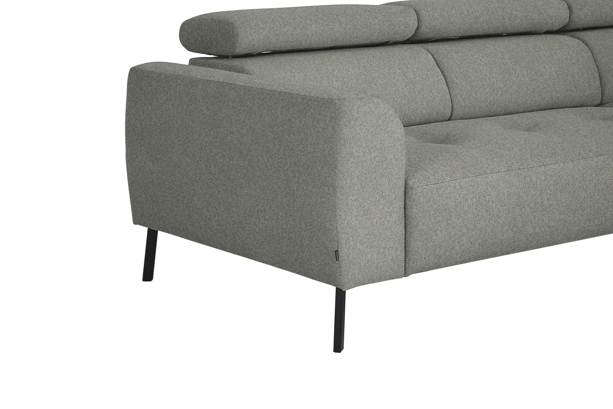 ECKSOFA in Struktur Hellgrau  280/205 cm  - Hellgrau/Schwarz, Design, Textil/Metall (280/205cm) - Xora