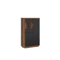 COMODĂ ÎNALTĂ 94/157/42,5 cm  - culoare lemn stejar/negru, Basics, plastic/sticlă (94/157/42,5cm) - Hom`in