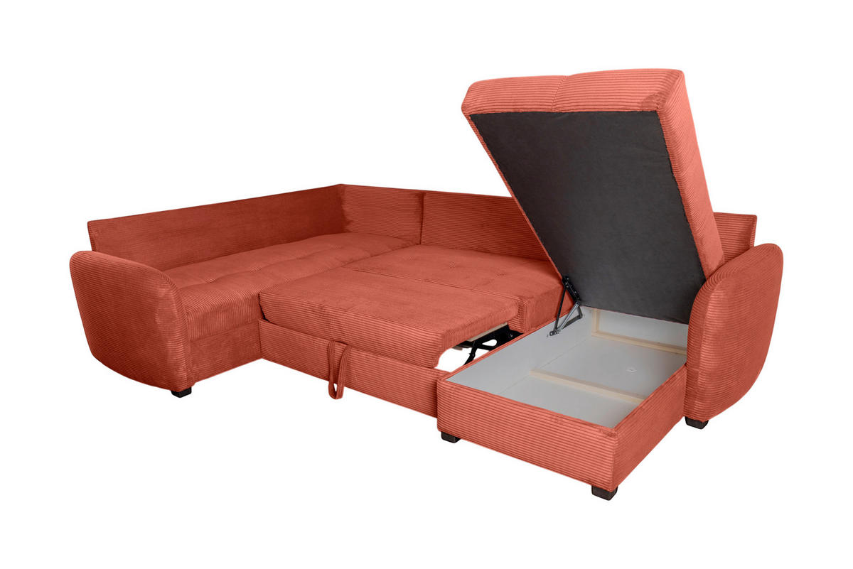WOHNLANDSCHAFT SORINA Orange Cord  - Schwarz/Orange, Design, Kunststoff/Textil (202/305/157cm) - P & B