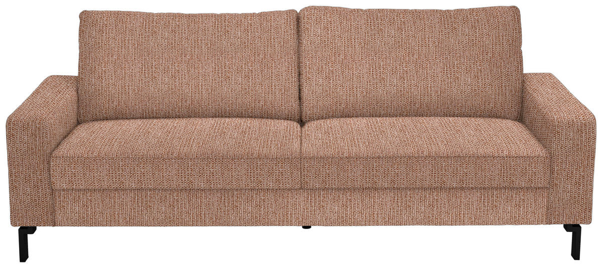 3-SITZER-SOFA Flachgewebe Aprikose  - Aprikose/Schwarz, Design, Textil/Metall (218/86/97cm) - Hom`in