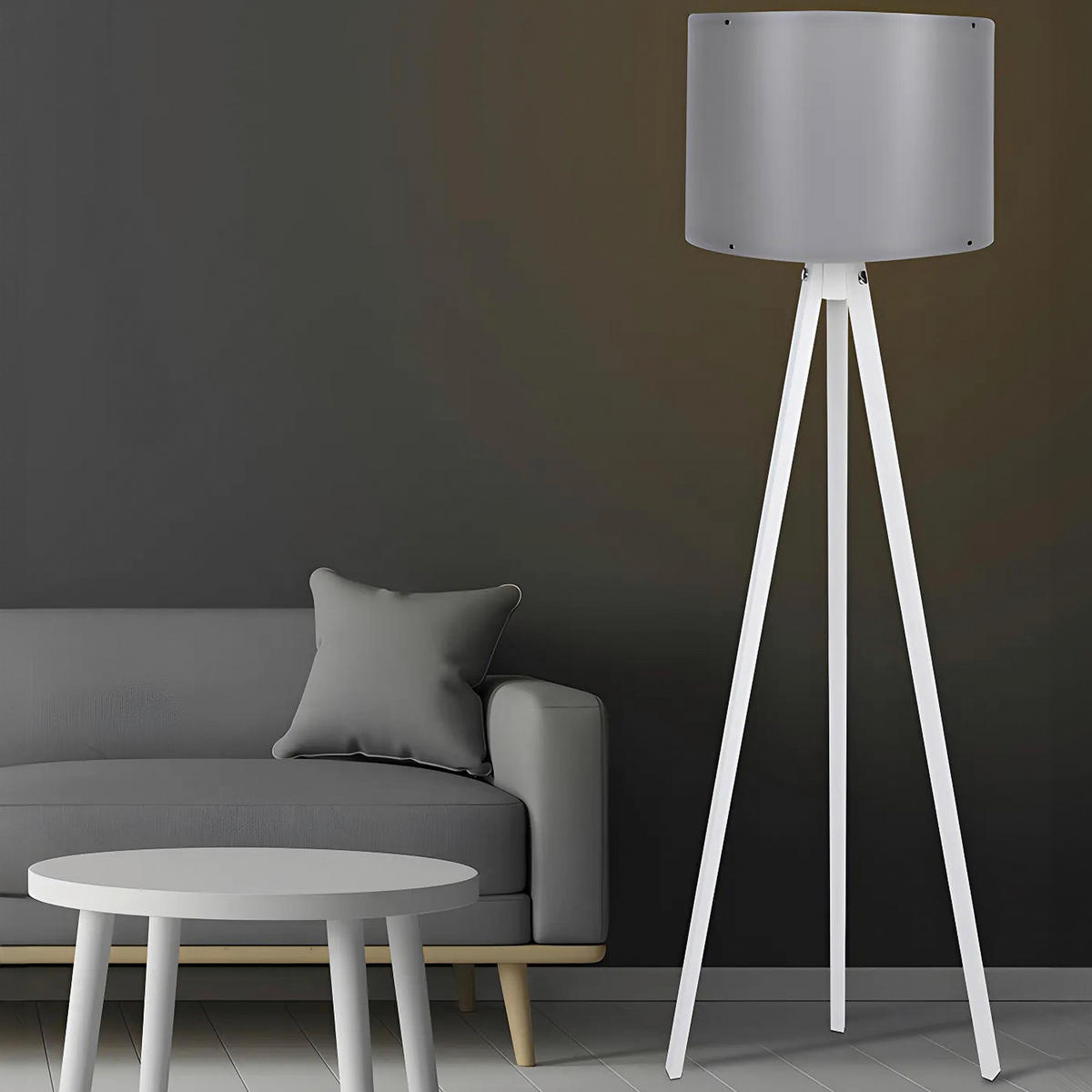 STEHLEUCHTE Modern 38/145 cm  - Weiß/Grau, Design, Holzwerkstoff/Kunststoff (38/145cm) - P & B