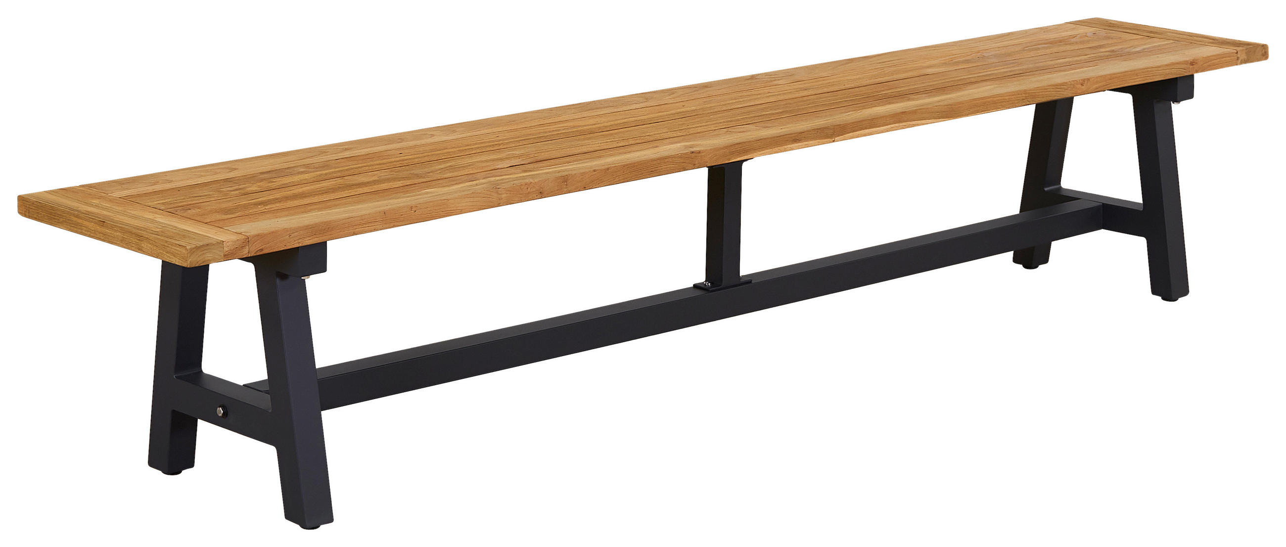 GARTENBANK 240/40/46 cm Teakholz  Aluminium  - Anthrazit/Teakfarben, Design, Holz/Metall (240/40/46cm) - Amatio