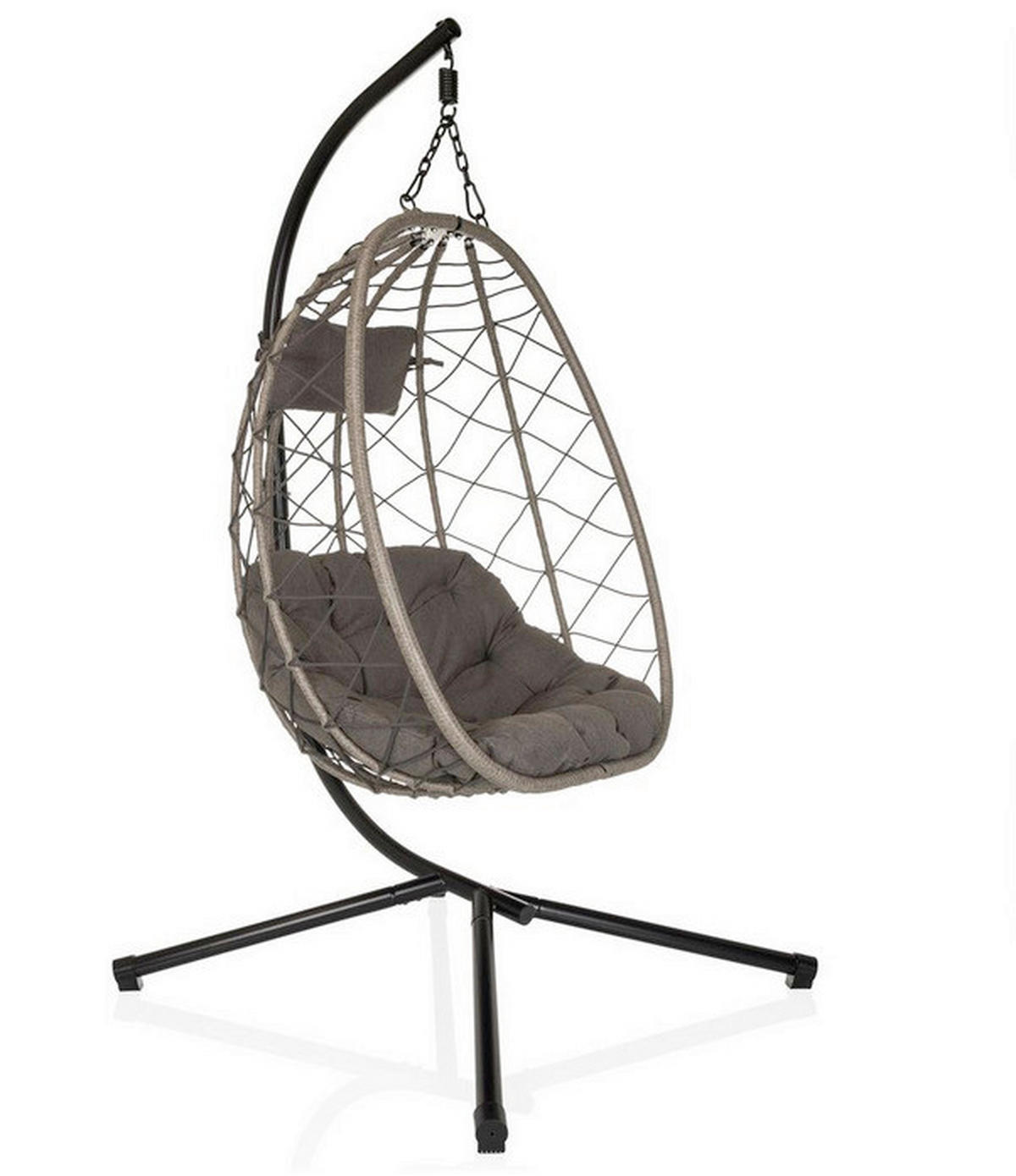 HÄNGESESSEL 98/188/114 cm Eisen  - Schwarz/Grau, MODERN, Kunststoff/Textil (98/188/114cm) - MID.YOU