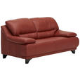 2-SITZER-SOFA Rot Echtleder  - Rot/Schwarz, Design, Leder/Metall (180/87/92cm) - Xora