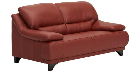 2-SITZER-SOFA in Echtleder Rot  - Rot/Schwarz, Design, Leder/Metall (180/87/92cm) - Xora