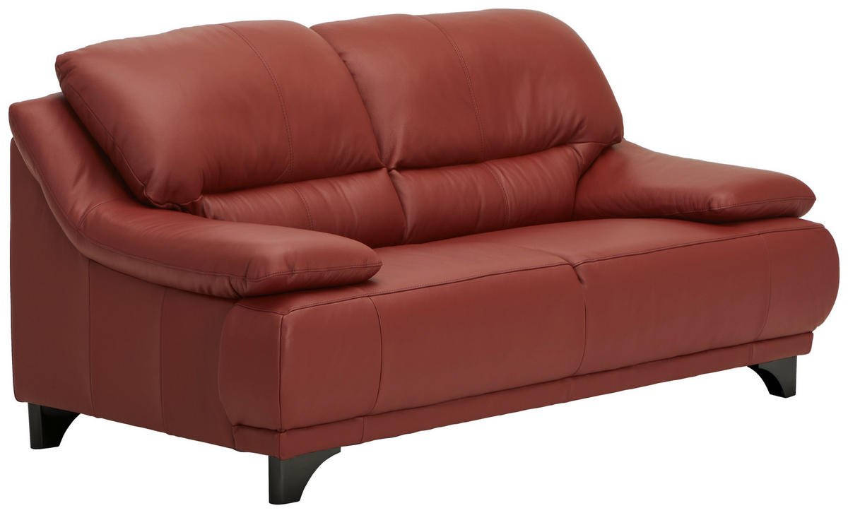2-SITZER-SOFA in Echtleder Rot  - Rot/Schwarz, Design, Leder/Metall (180/87/92cm) - Xora
