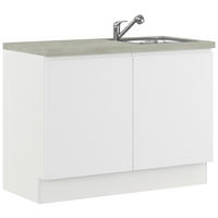 SPÜLENUNTERSCHRANK 120/91,8/58 cm  Weiss  - Weiss/Hellgrau, Basics, Holzwerkstoff (120/91,8/58cm) - Impuls