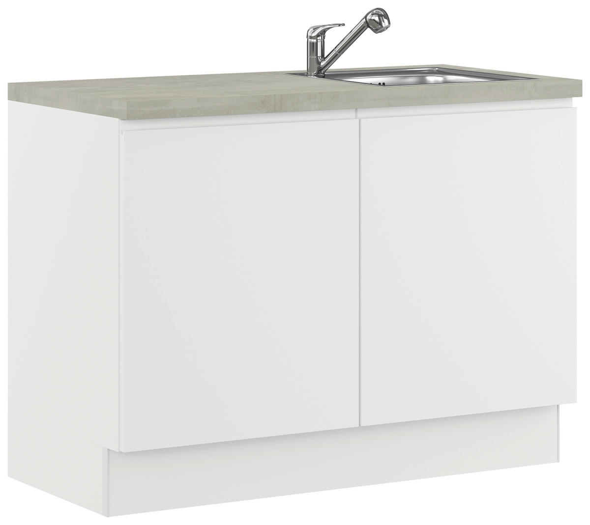 SPÜLENUNTERSCHRANK 120/91,8/58 cm  Weiss  - Weiss/Hellgrau, Basics, Holzwerkstoff (120/91,8/58cm) - Impuls