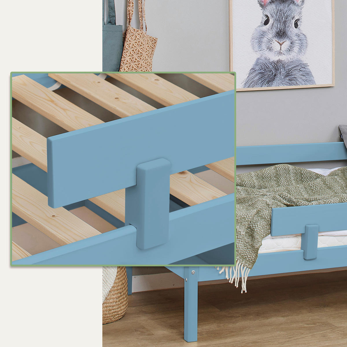 BETTSCHUTZGITTER  - Blau, MODERN, Holz (100/22,5/4cm) - MID.YOU
