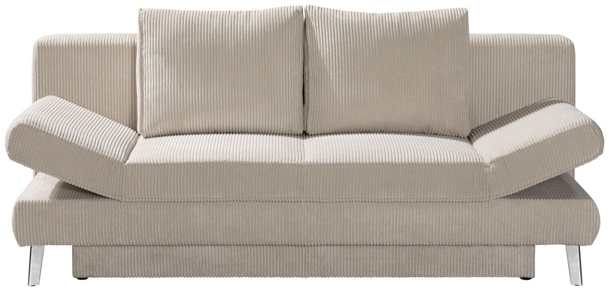 SCHLAFSOFA Cord Naturfarben  - Chromfarben/Naturfarben, Design, Textil/Metall (200/85/90cm) - Xora