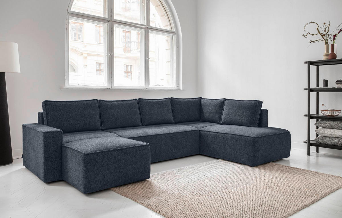 SJEDEĆA GARNITURA tekstil  tamno plava   - bijela/siva, Design, tekstil/plastika (156/322/194cm) - MID.YOU