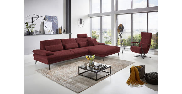 ECKSOFA in Velours Weinrot 310/180 cm - Weinrot/Schwarz, Design, Textil/Metall (310/180cm) - Dieter Knoll