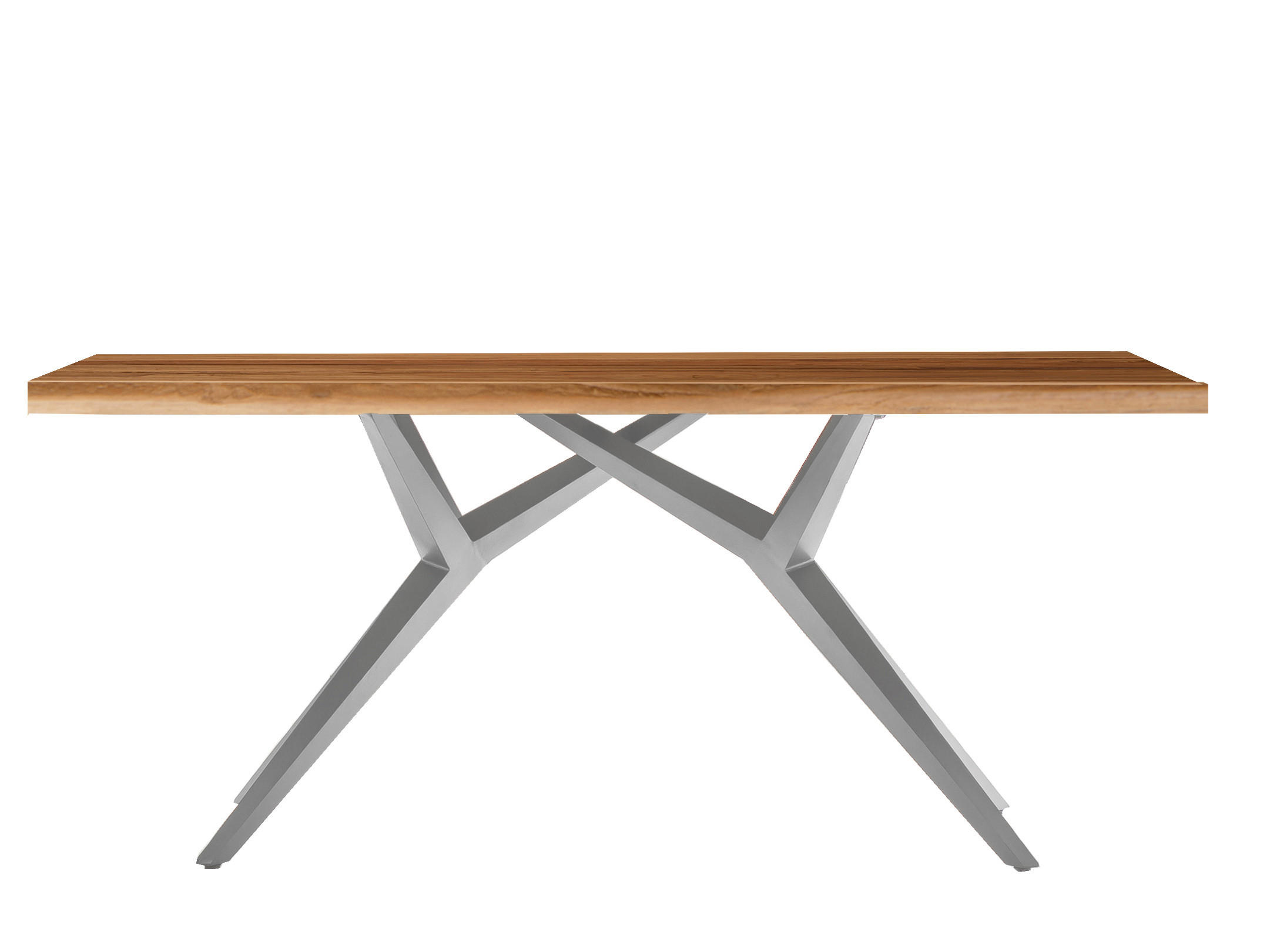 ESSTISCH 220/100/73 cm Echtholz  Holz, Metall rechteckig Naturfarben, Silberfarben  - Silberfarben/Naturfarben, MODERN, Holz/Metall (220/100/73cm) - MID.YOU