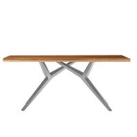 ESSTISCH 220/100/73 cm Echtholz  Holz, Metall rechteckig Naturfarben, Silberfarben  - Silberfarben/Naturfarben, MODERN, Holz/Metall (220/100/73cm) - MID.YOU