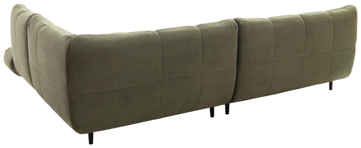 ECKSOFA Feincord Waldgrün  - Waldgrün/Schwarz, Design, Holz/Textil (215/288cm) - Pure Home Lifestyle