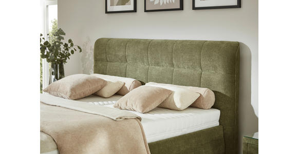 POLSTERBETT Matratze, Lattenrost, Bettkasten 180/200 cm  in Olivgrün  - Chromfarben/Weiß, KONVENTIONELL, Holz/Textil (180/200cm) - Dieter Knoll