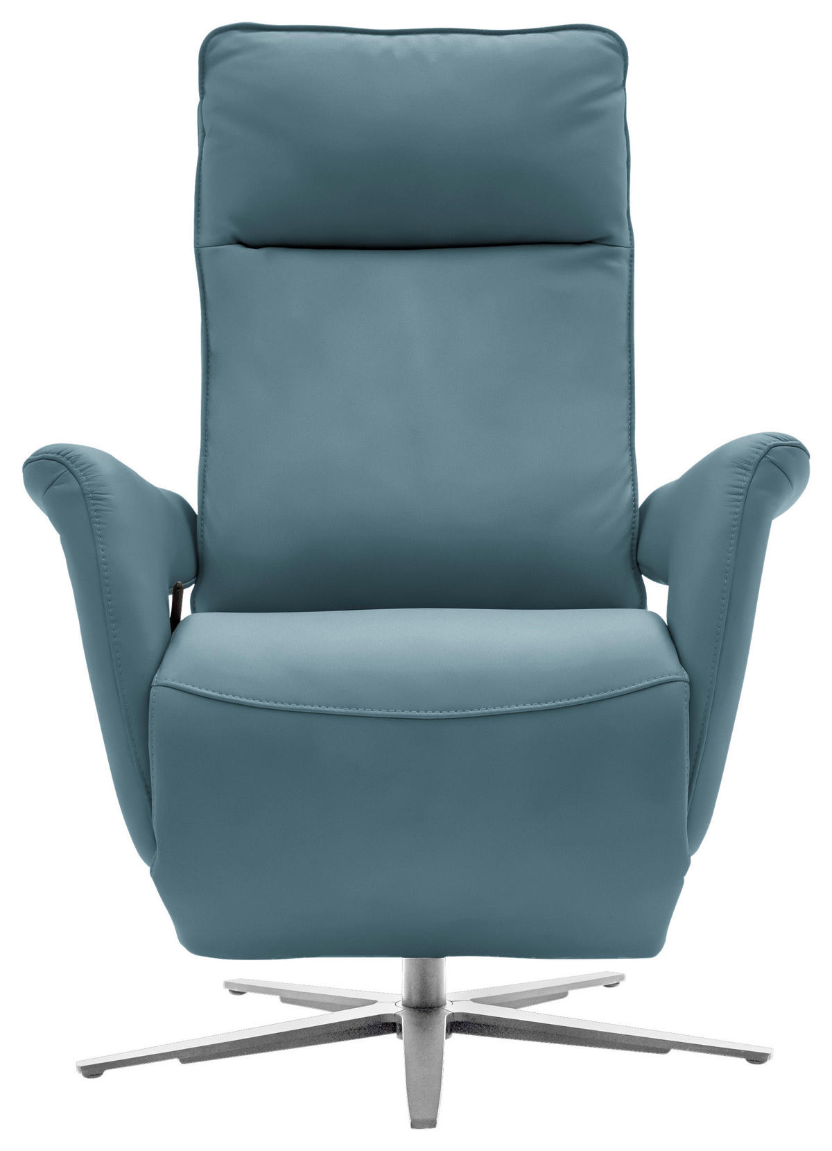 RELAXSESSEL in Leder Blau  - Blau/Edelstahlfarben, Design, Leder/Metall (79-83/116/87-176cm) - Valdera