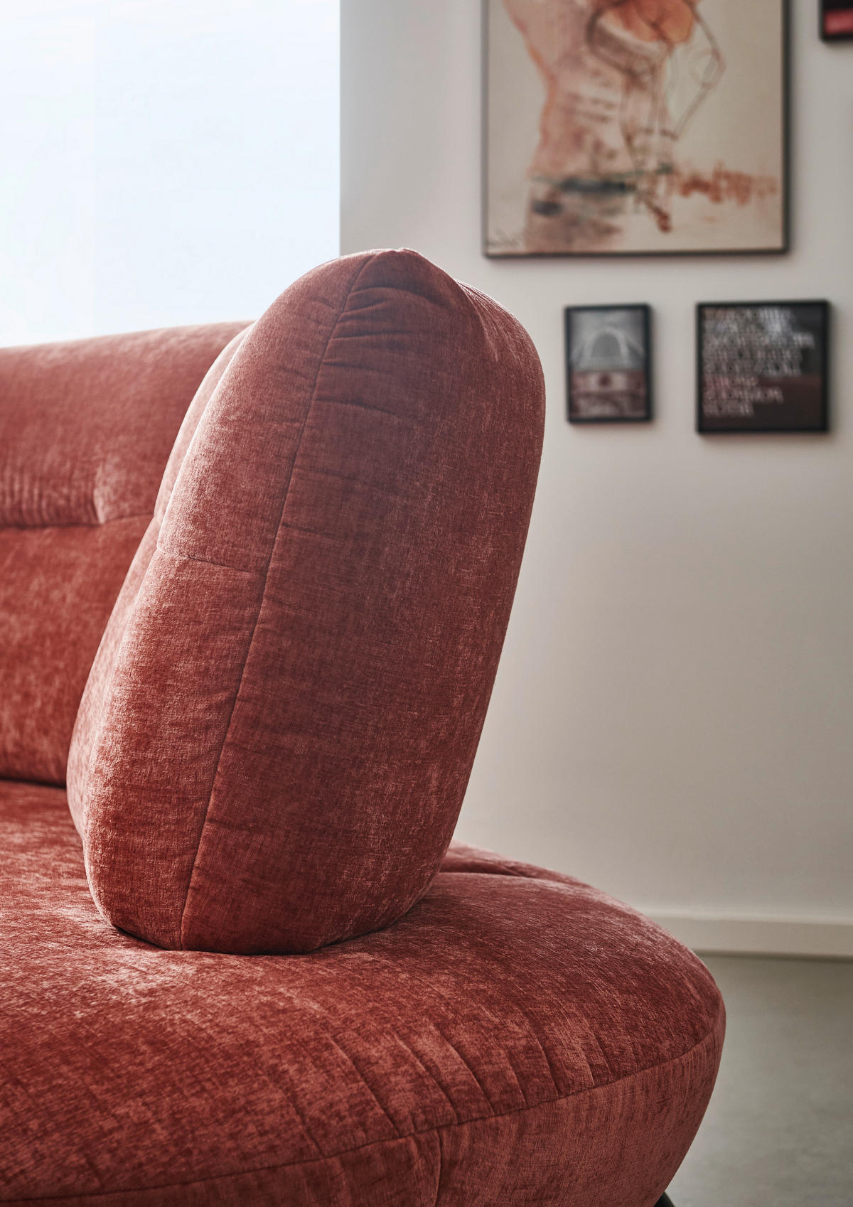 BIGSOFA Flachgewebe Rot  - Rot/Schwarz, Design, Textil/Metall (456/93/138cm) - Moderano