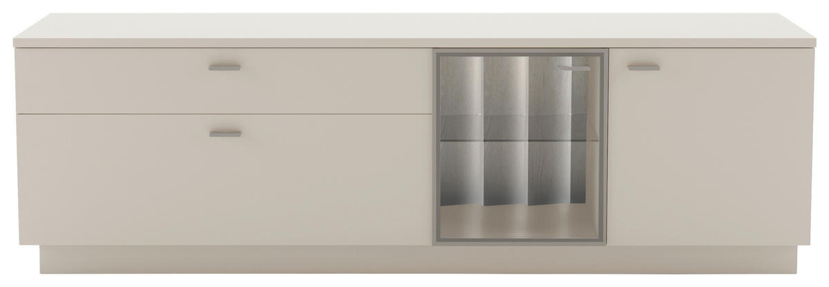 COMODĂ TV 190/59/50 cm  - argintiu/bej, Design, plastic/sticlă (190/59/50cm) - Livetastic