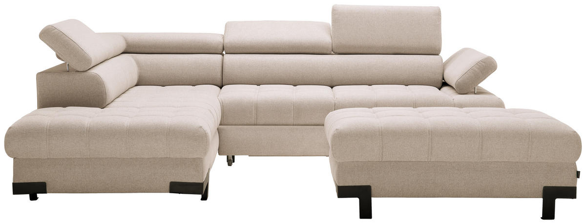 ECKSOFA in Webstoff Beige  - Beige/Schwarz, Design, Textil/Metall (223/263cm) - Welnova