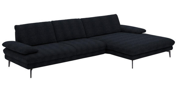 ECKSOFA in Chenille Schwarz 310/180 cm - Schwarz, Design, Textil/Metall (310/180cm) - Dieter Knoll