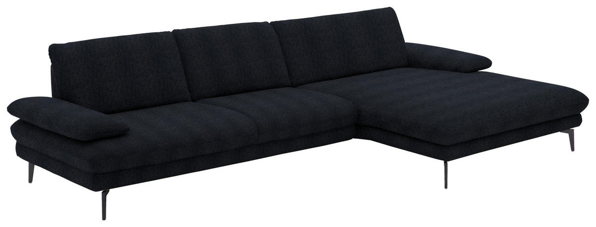 ECKSOFA in Chenille Schwarz  - Schwarz, Design, Textil/Metall (310/180cm) - Dieter Knoll
