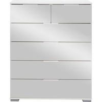 KOMMODE 82/102/42 cm  in Weiss  - Weiss/Alufarben, Design, Glas/Holzwerkstoff (82/102/42cm) - Livetastic